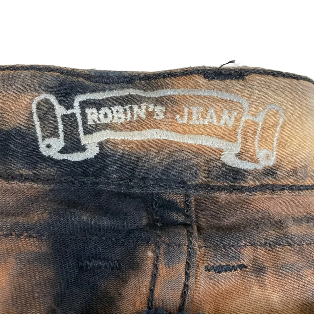 Robins Jean Long Flap Embellished Rhinestone Pocket Tye Dye Mens Size 40 Demim
